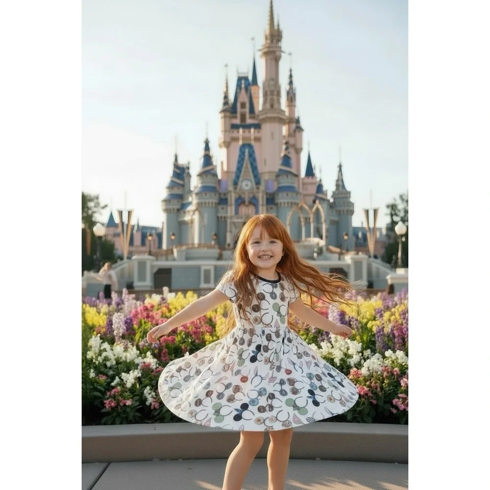 New Bamboo Girls Dress Disney Park Mickey EARS Summer Size 3 3T FULL Twirl Swing
